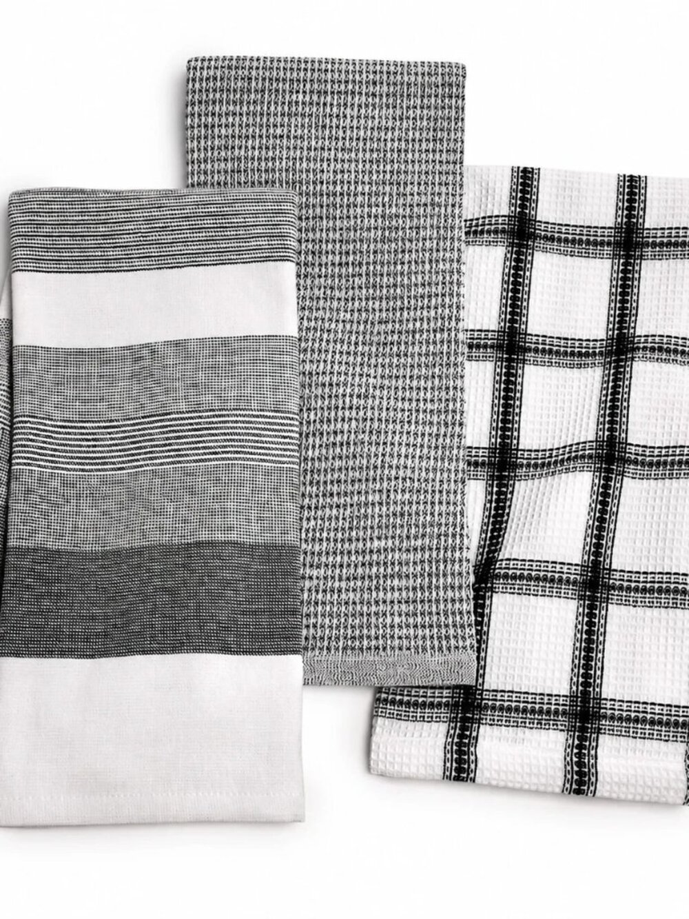 The Cellar 3-Piece 100% Cotton Kitchen Towel Set Black 30x20 in Dish Cloths
